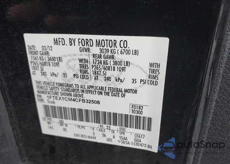 2012 Ford F-150 Xlt z USA, uszkodzony, nr VIN 1FTEX1CM4CFB32508